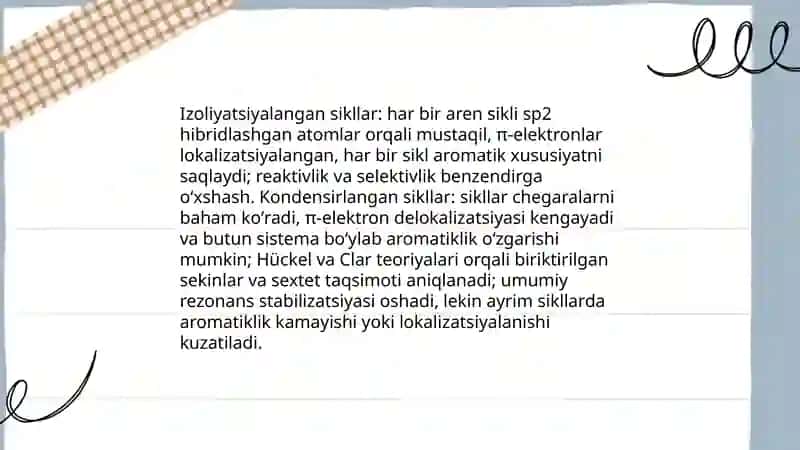 Kondensirlangan va izoliyaciyalangan arenlar 4