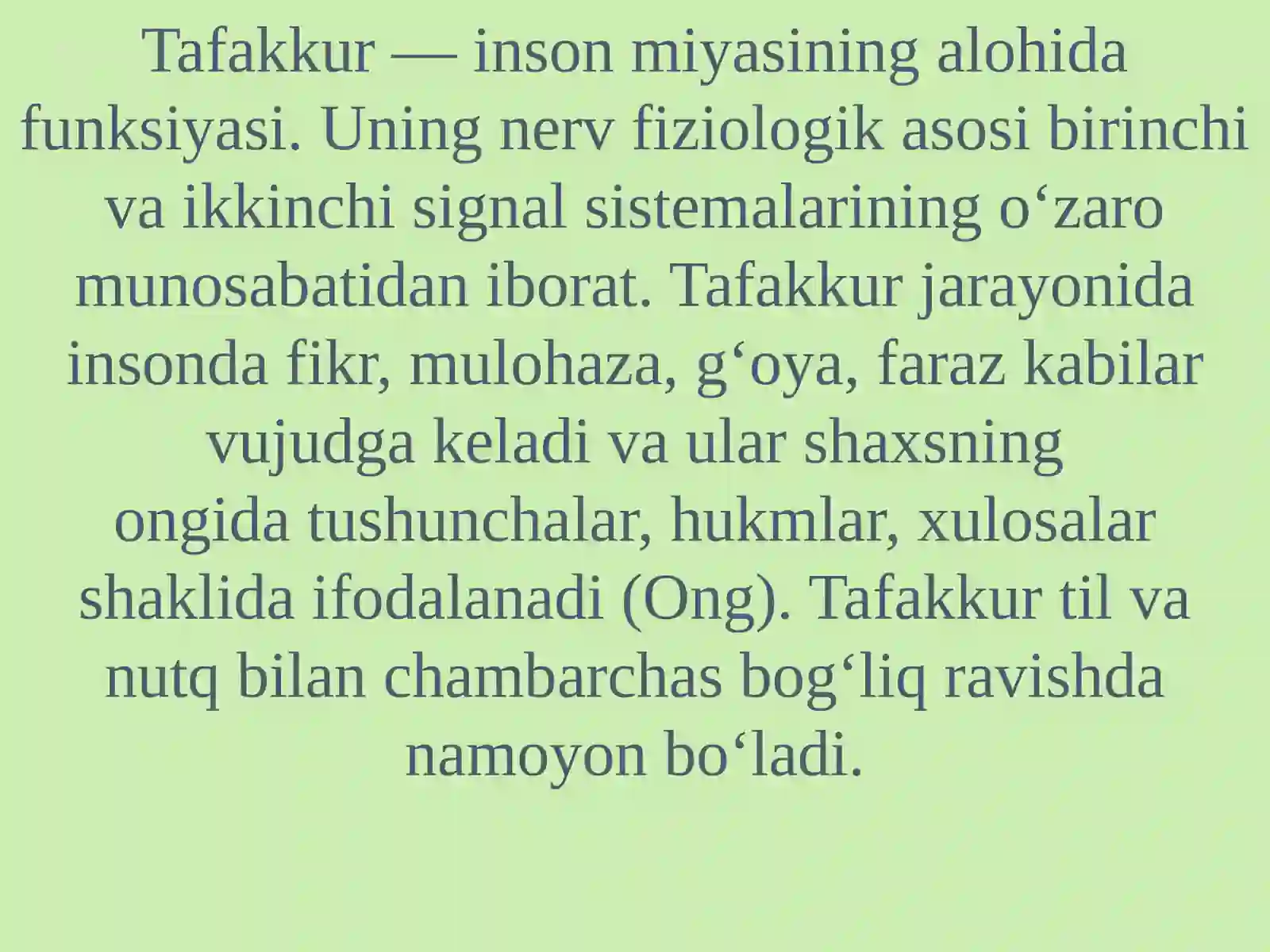 Tafakkur. Nutqning psixologik tasnifi 4