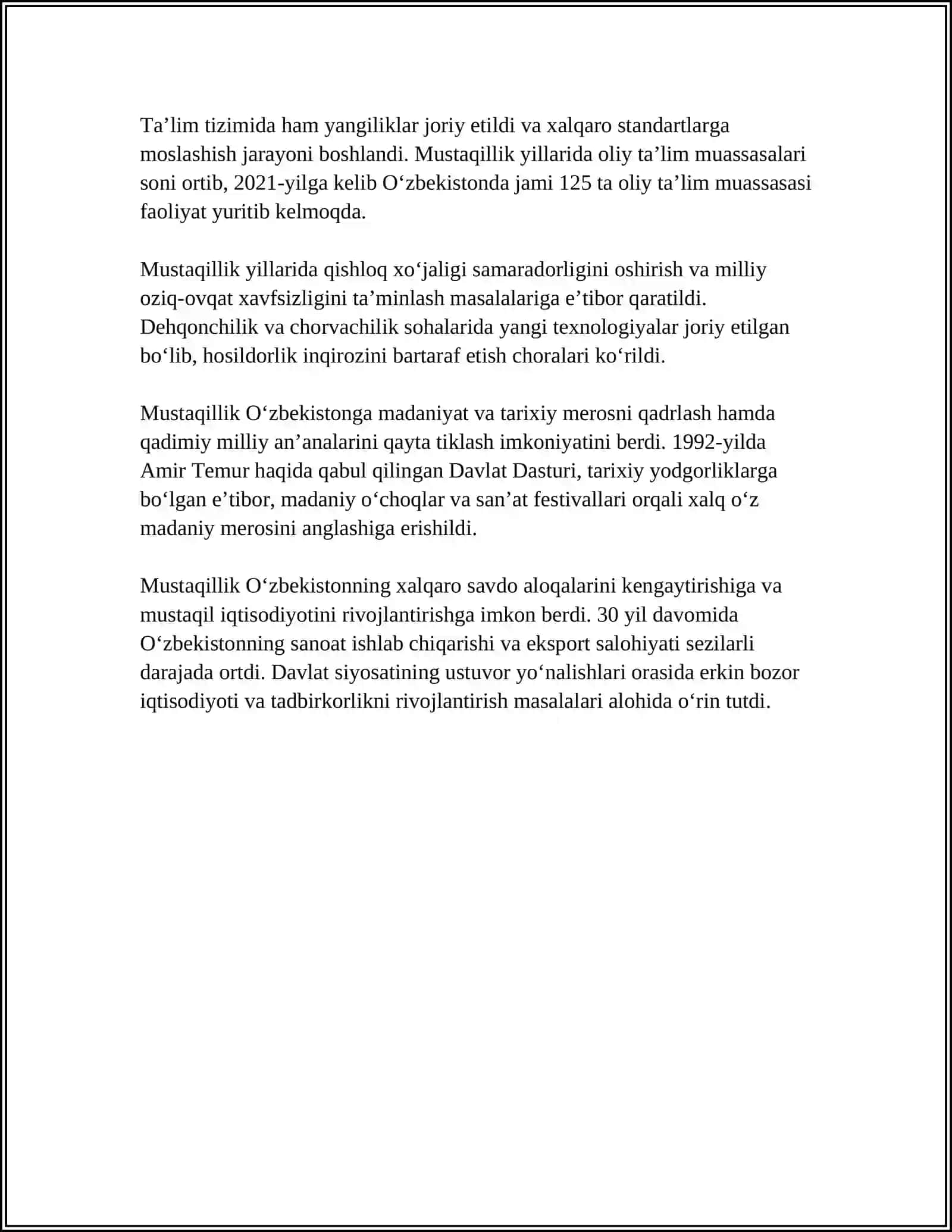 O‘zbekistonning O‘ziga Xos Istiqlol va Taraqqiyot Yo‘li O‘zbekiston Mustaqilligi Huquqiy Asoslari Yaratilishi 4