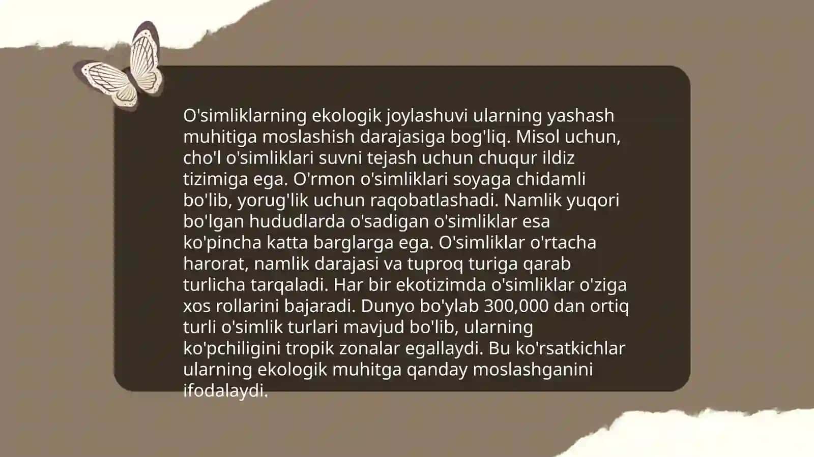 Oʻsimlik turkumlari va ularning joylashishi 4