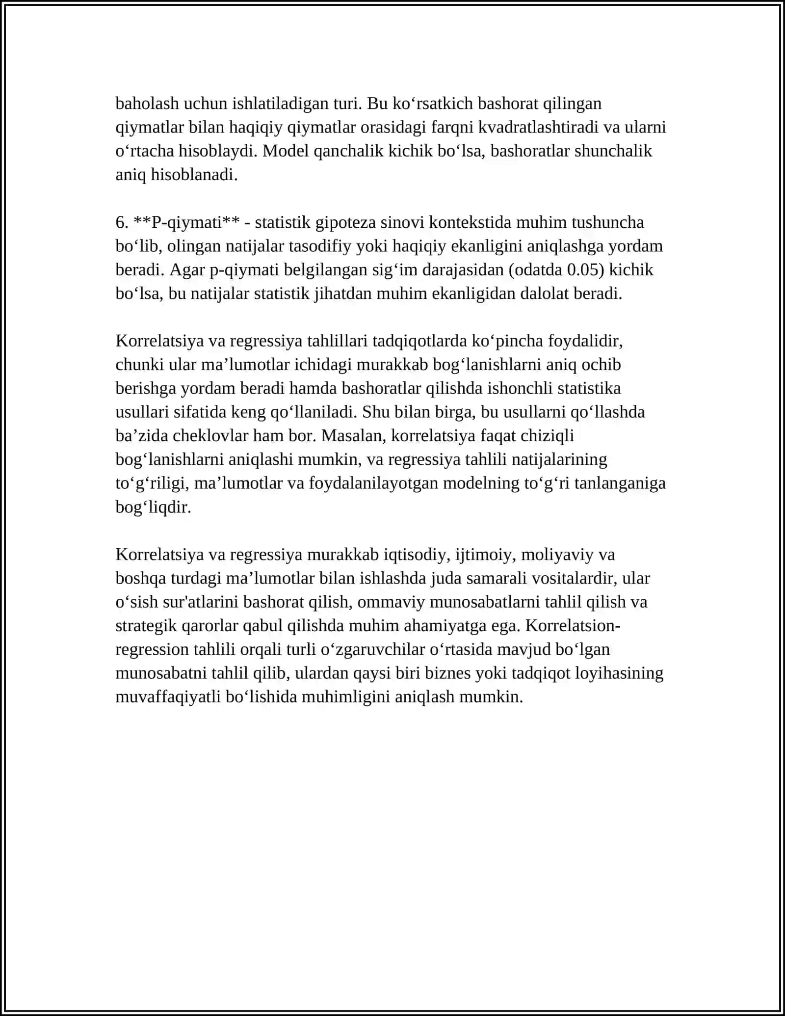 KORRELYATSION-REGRESSION TAHLILINING AHAMIYATINI TUSHUNTIRISH 4