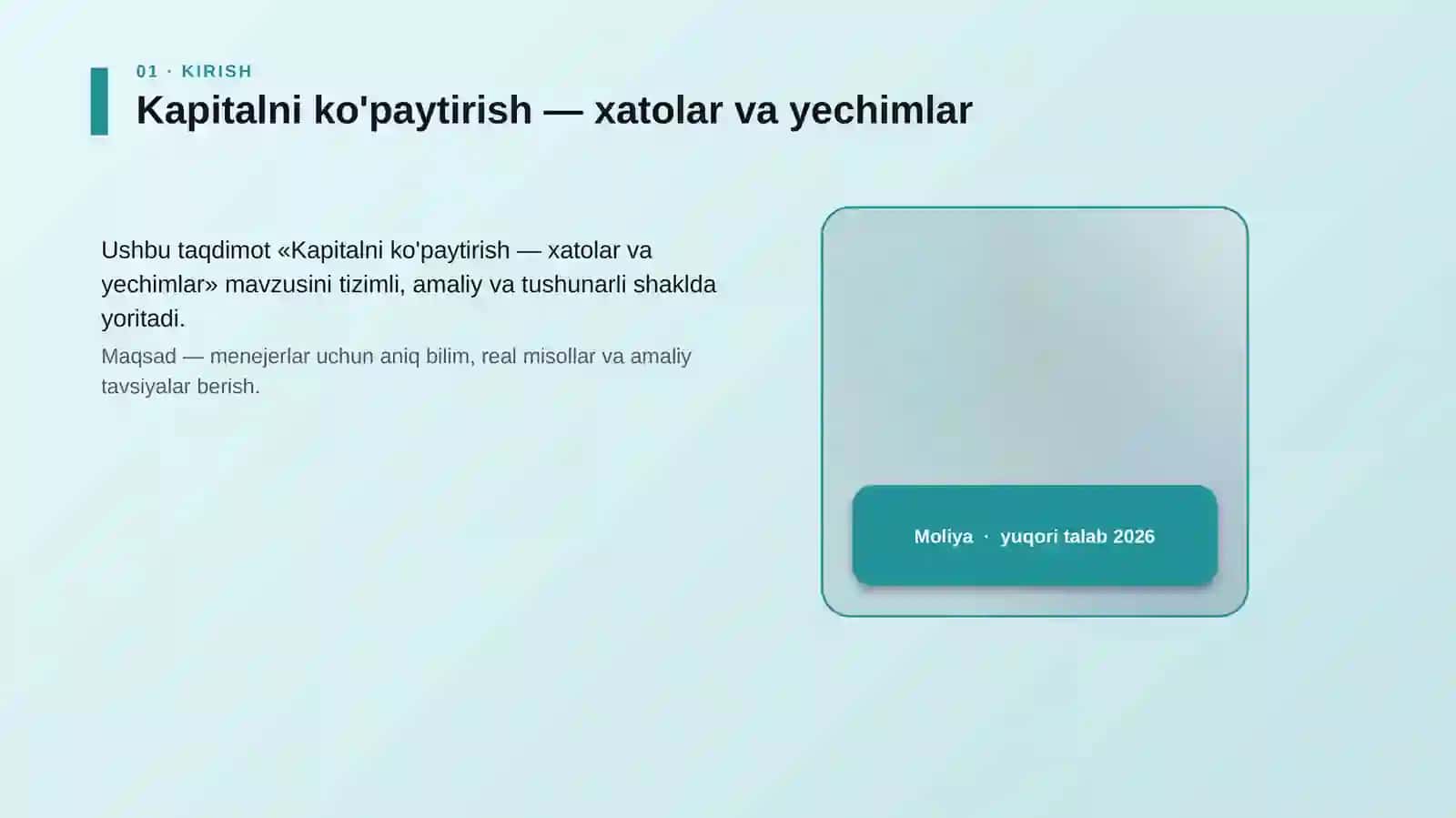 Kapitalni ko'paytirish — xatolar va yechimlar 4