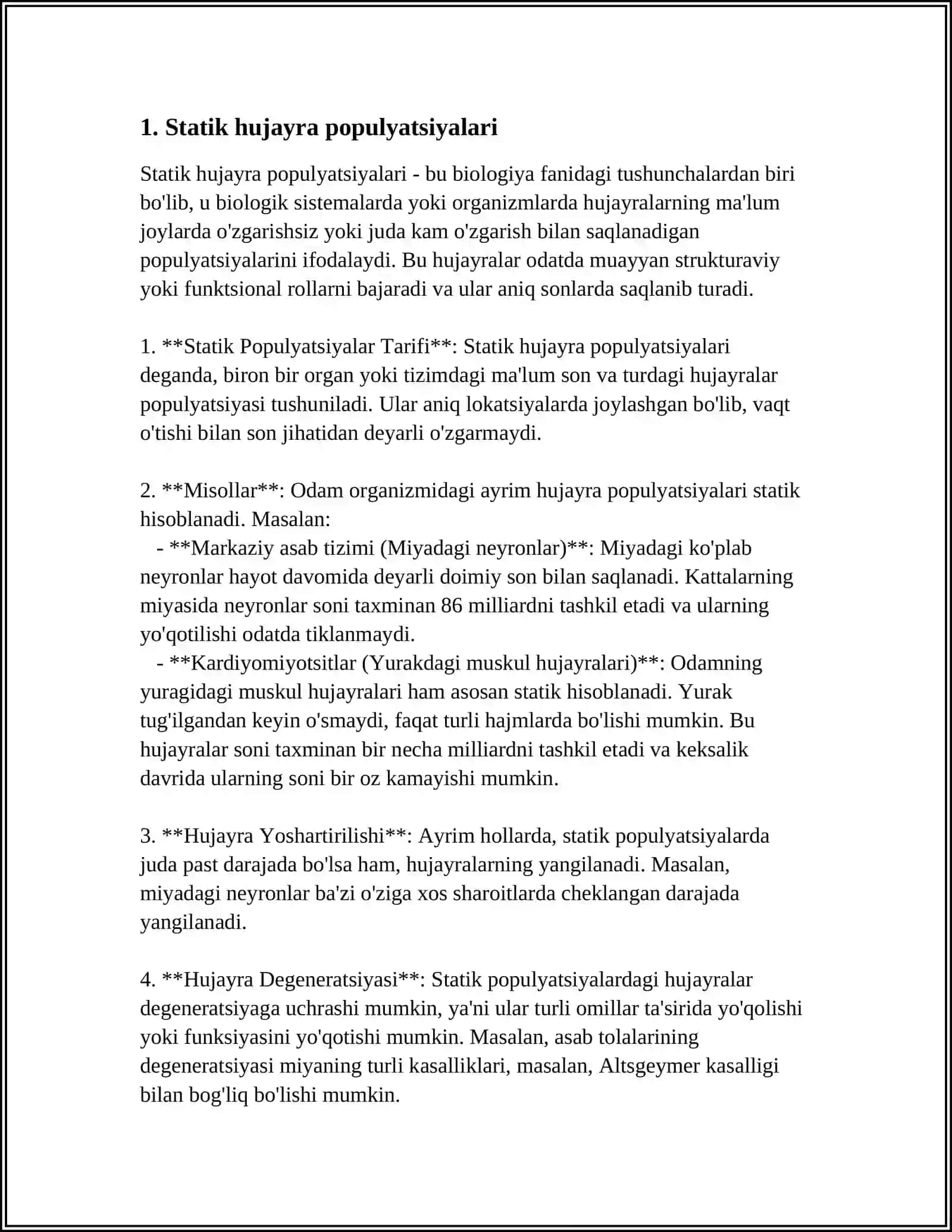 Statik hujayra populyatsiyalari 4