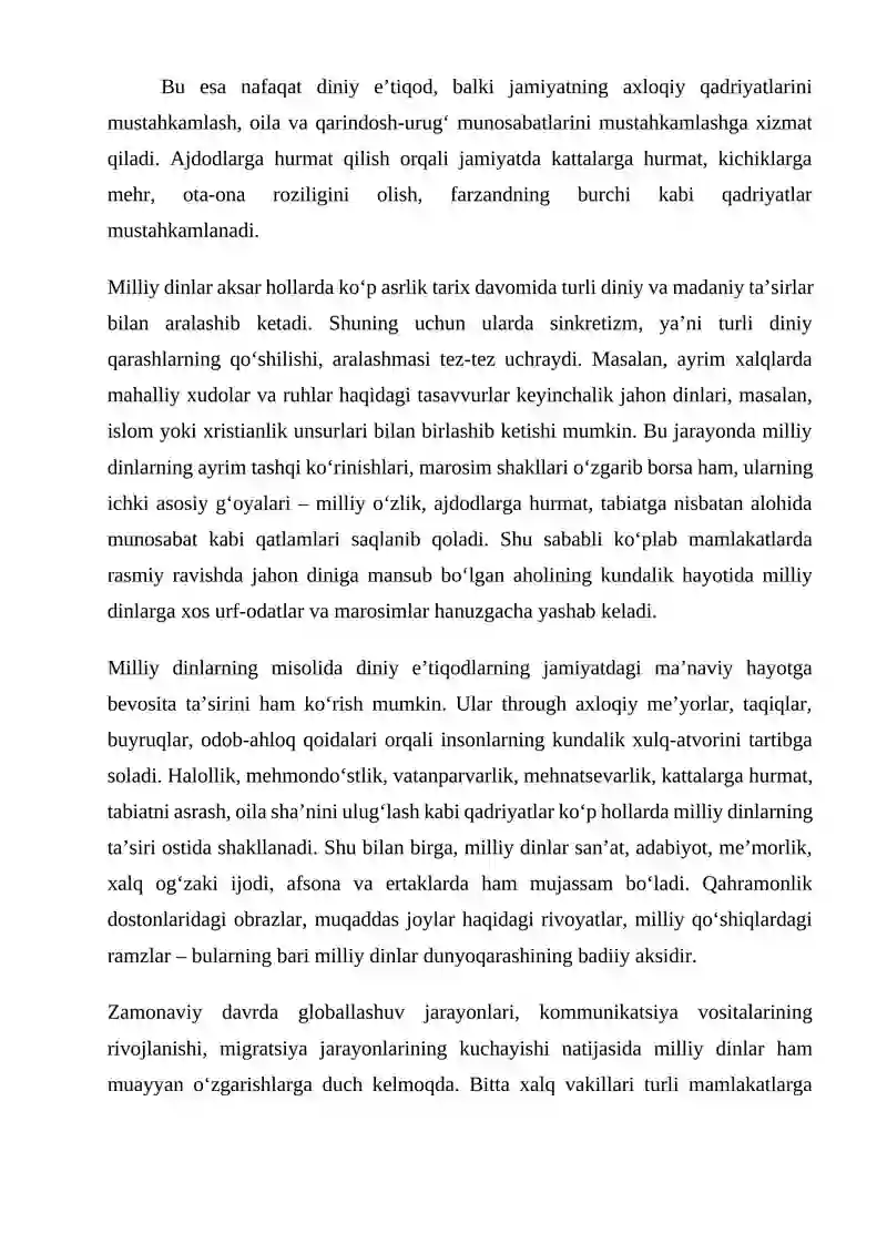 Mavzu milliy dinlar 4