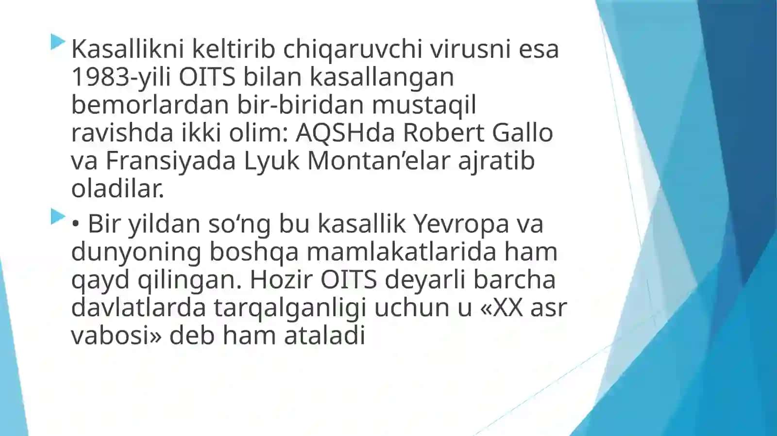 MAVZU: OITSvirusi, klassifikatsiyasi, patogenezi, laboratoriyatashxisi 4