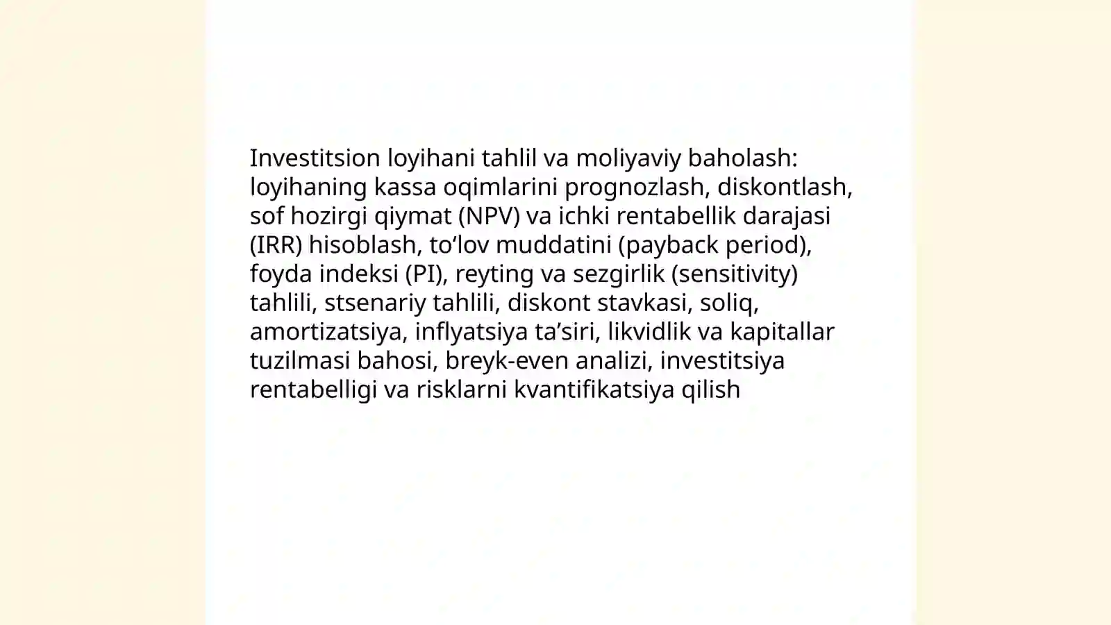 Investitsion qarorlar qabul qilish jarayoni 4