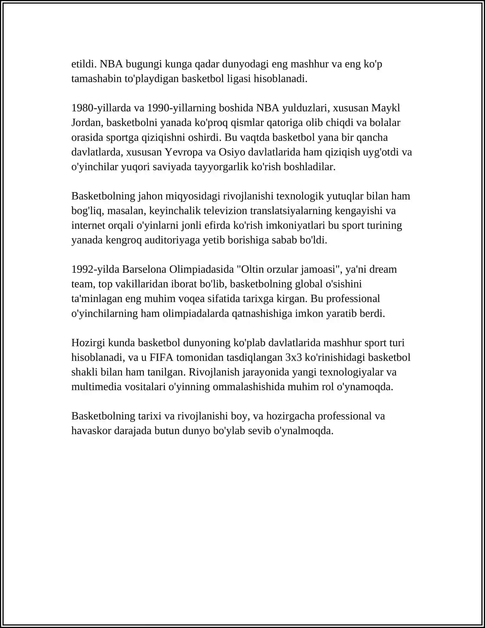 BASKETBOL HAQIDA UMUMIY MA'LUMOTLAR 4