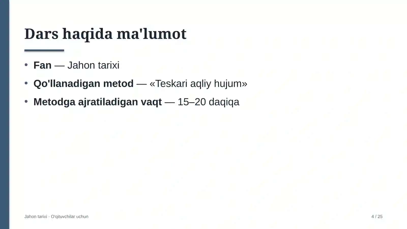 jahon tarixi darslarida teskari aqliy hujum metodidan foydalanish 5467 4