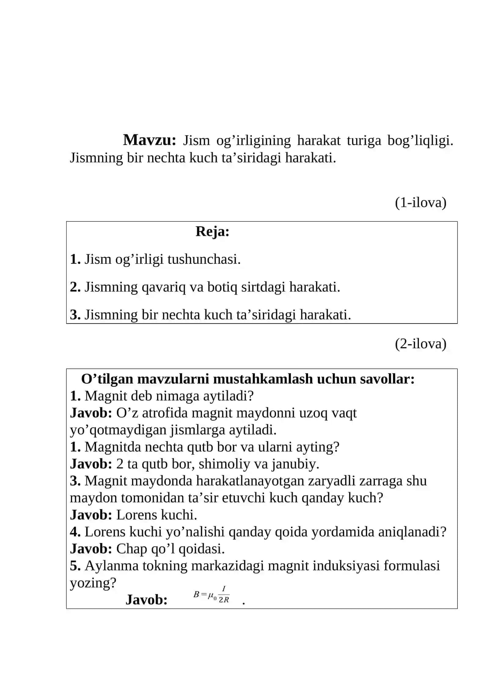 Jism og’irligining harakat turiga bog’liqligi. Jismning bir nechta kuch ta’siridagi harakati mavzusida tayyor dars ishlanmasi. 4