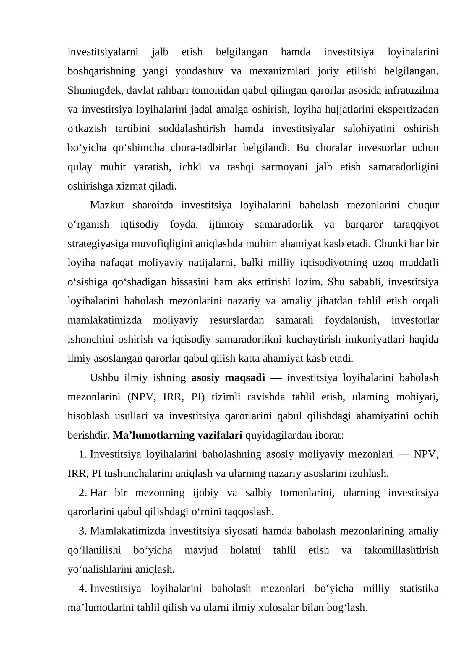 Investitsiya loyihalarini baholash mezonlari (NPV, IRR, PI) 4