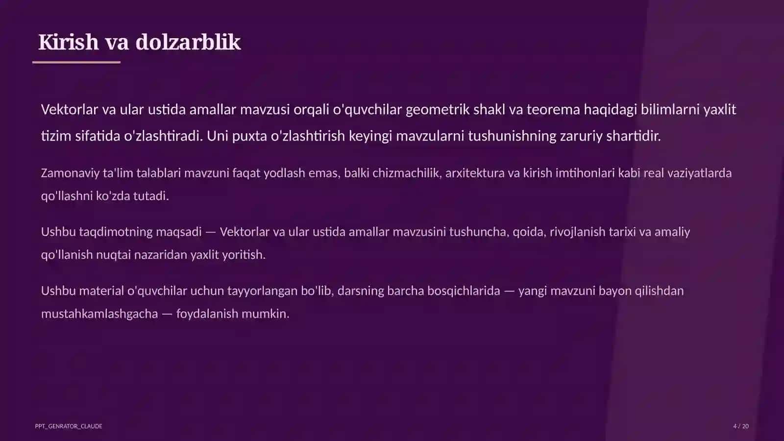 Vektorlar va ular ustida amallar (9-sinf) 4
