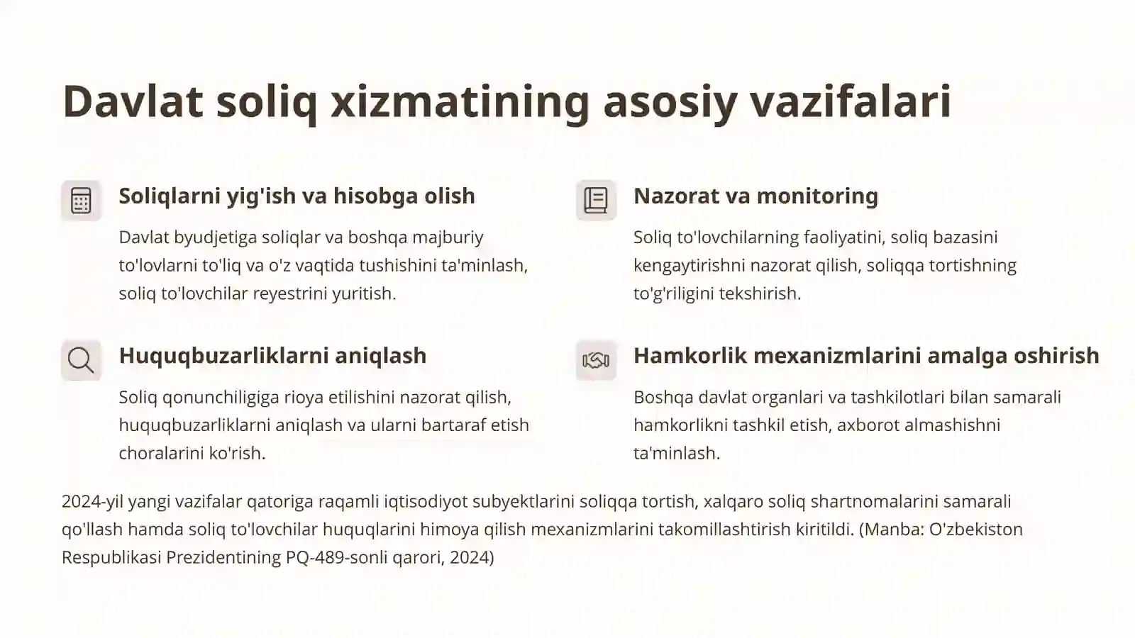 Davlat soliq xizmati organlarining boshqa organlar va tashkilotlar bilan hamkorligi 4