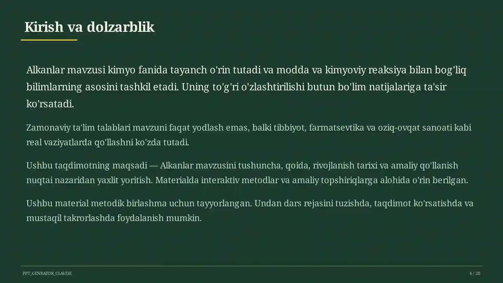 Alkanlar (10-sinf) 4