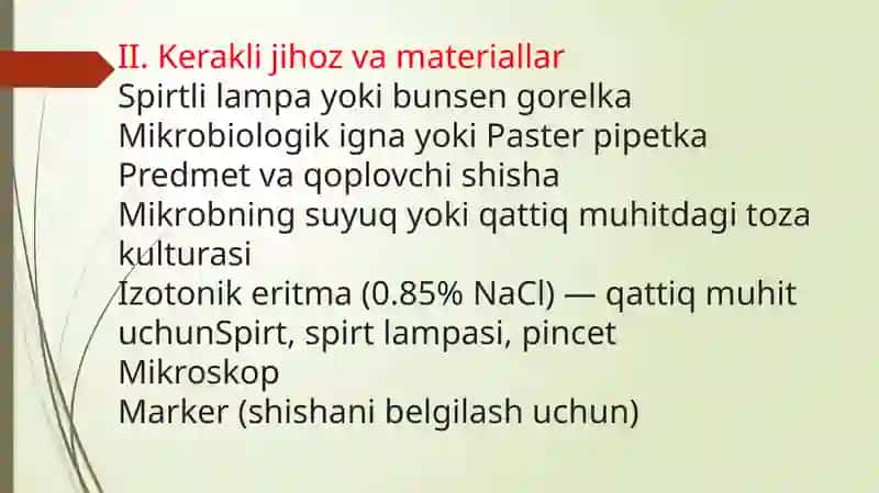 Mikrobkulturasidan Surtma Tayyorlash Texnikasi 4
