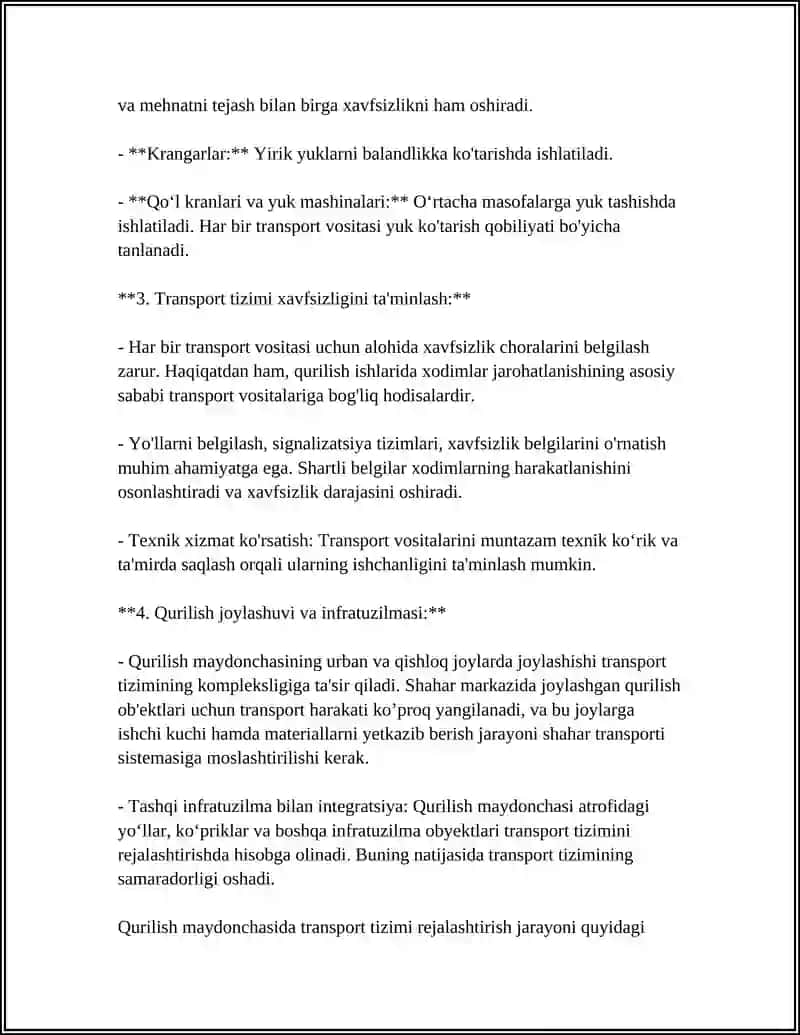 QURILISHDA TRANSPORTNI TASHKIL ETISH 4