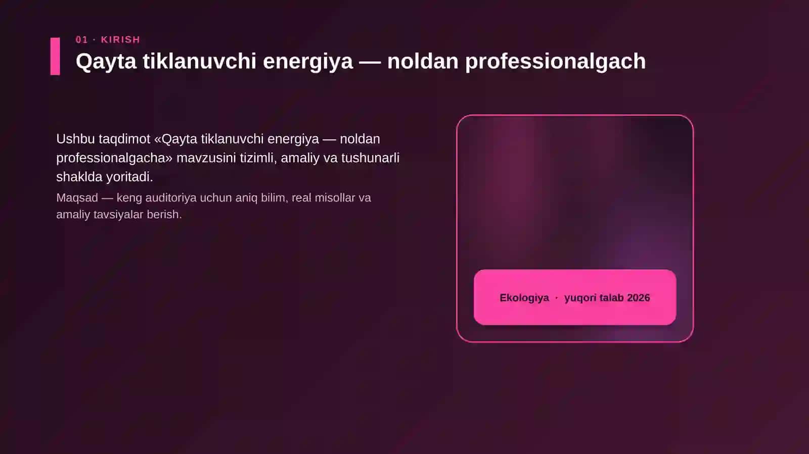 Qayta tiklanuvchi energiya — noldan professionalgacha 4