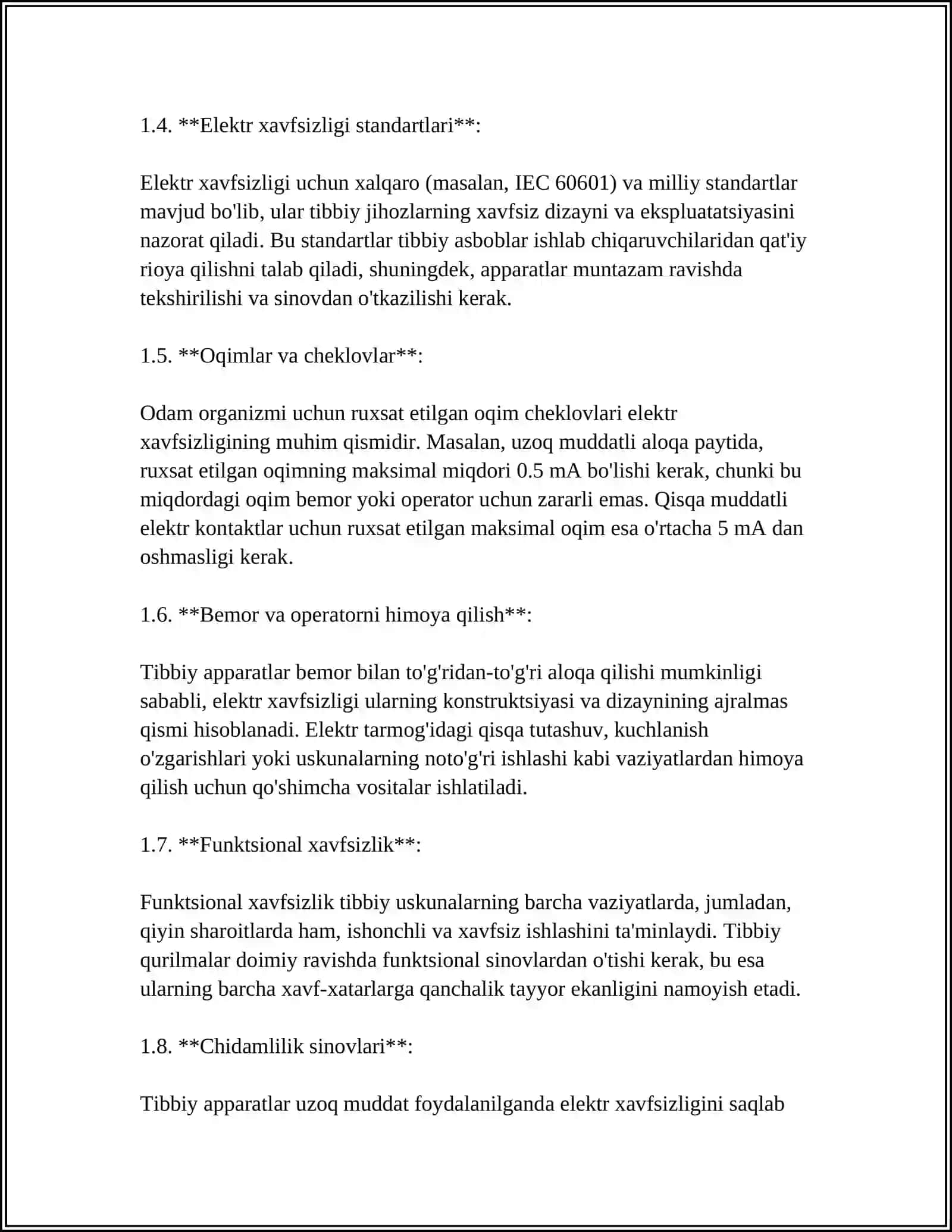 TIBBIY APPARATLARNING ELEKTR XAVFSIZLIGI 4