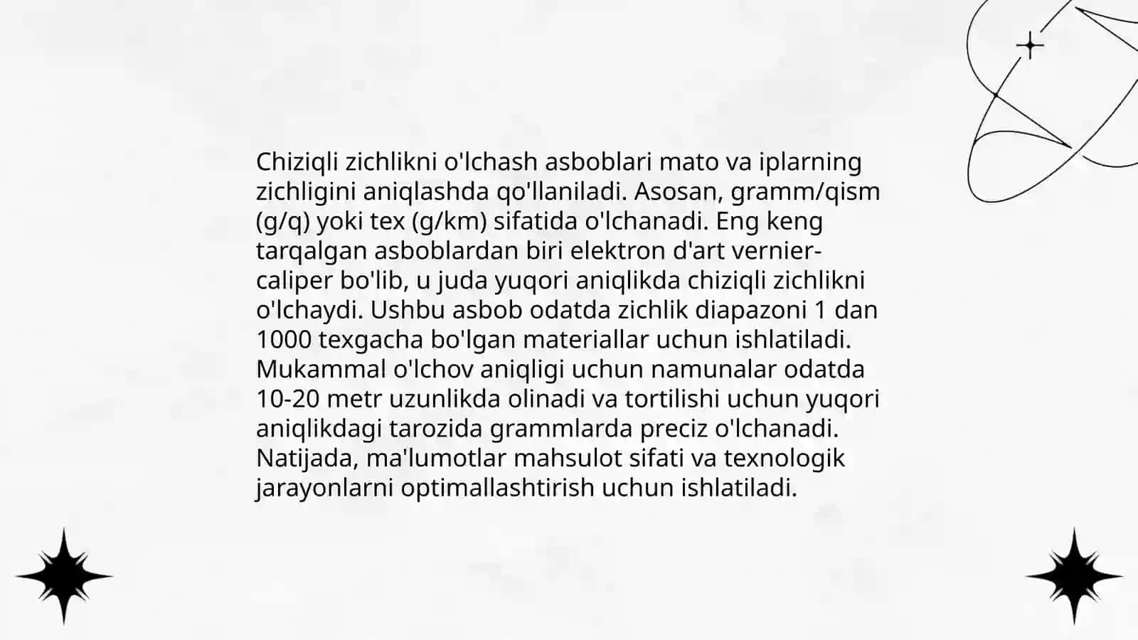 Ipning tarangligini, chiziqli zichligini o’lchash 4