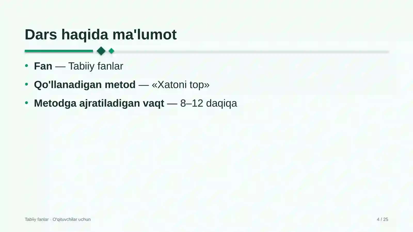tabiiy fanlar darslarida xatoni top metodidan foydalanish 8525 4