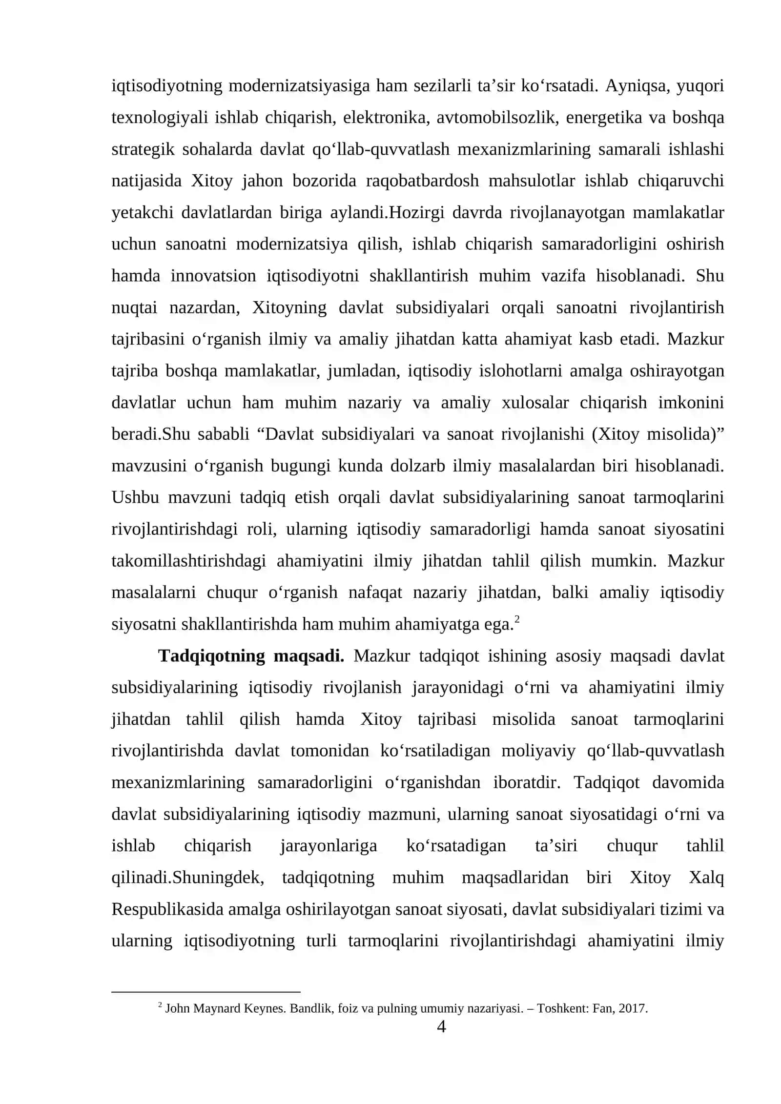 Davlat subsidiyalari va sanoat rivojlanishi (Xitoy misolida) mavzusida tayyor kurs ishi 4
