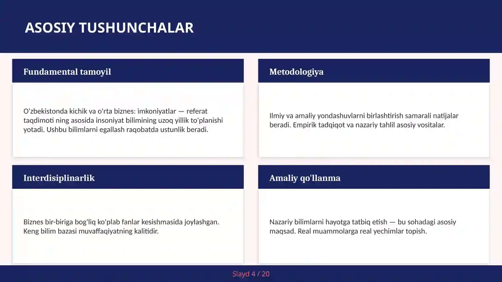 O'zbekistonda kichik va o'rta biznes: imkoniyatlar — referat taqdimoti 4
