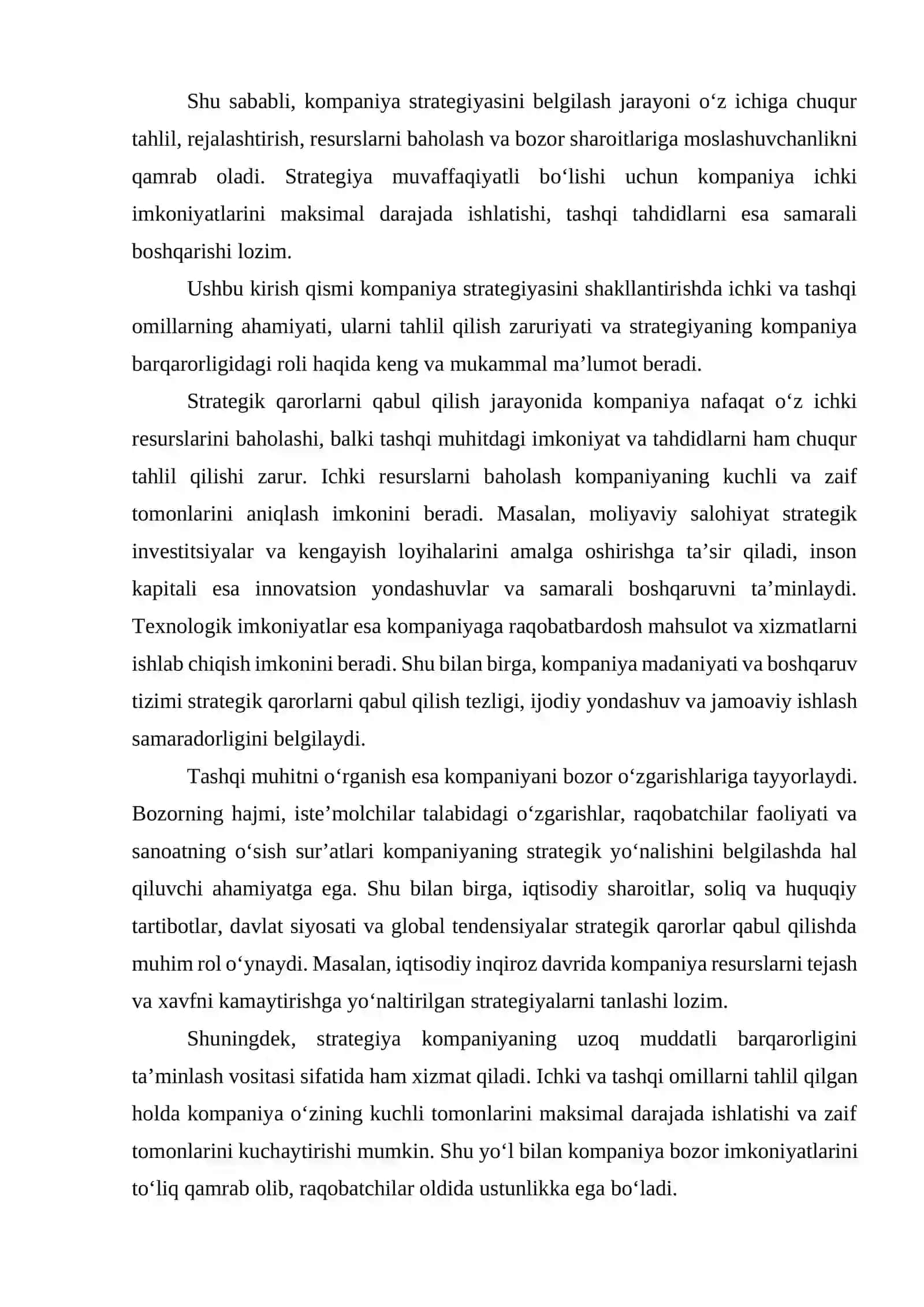 KOMPANIYA STRATEGIYALARINI BELGILOVCHI OMILLAR 4