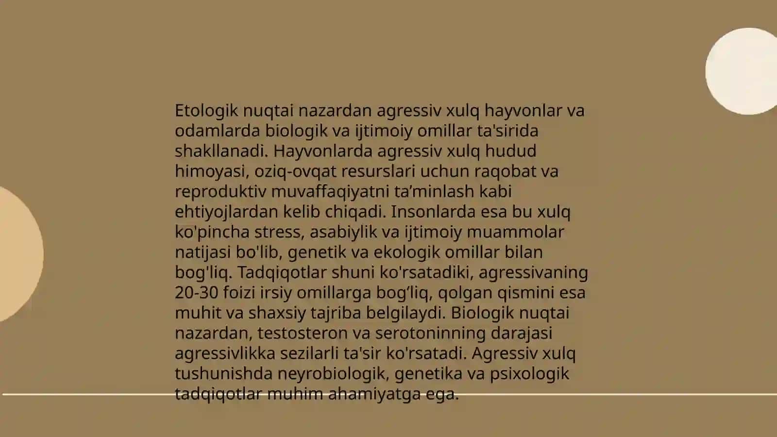 Agressiv xulqqa nisbatan yondashuvlar: psixoanalitik, etologik 4