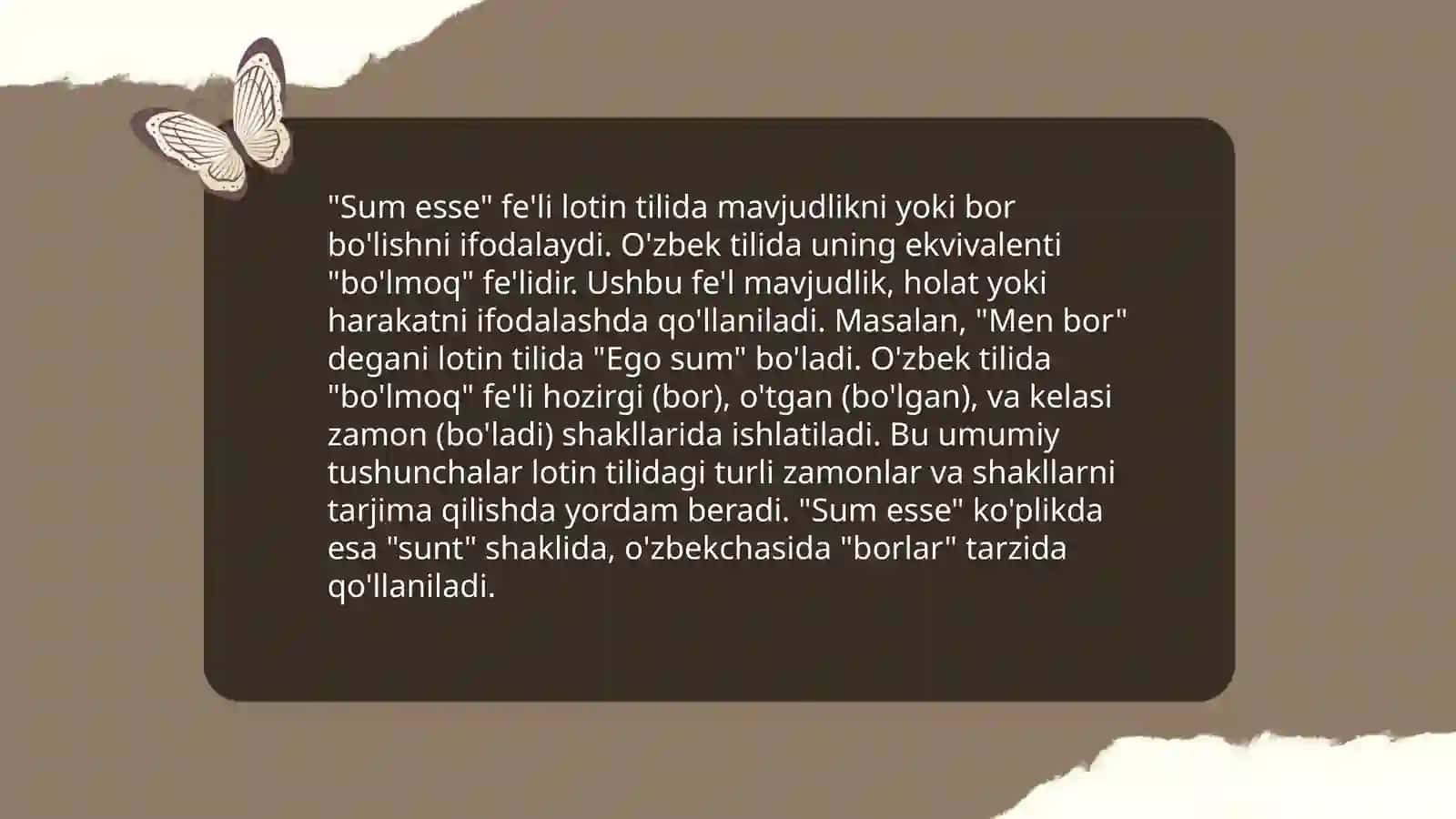 "Sum esse"-bor bo'lmoq fe'lini tuslanishi(Est modus in rebus) 4