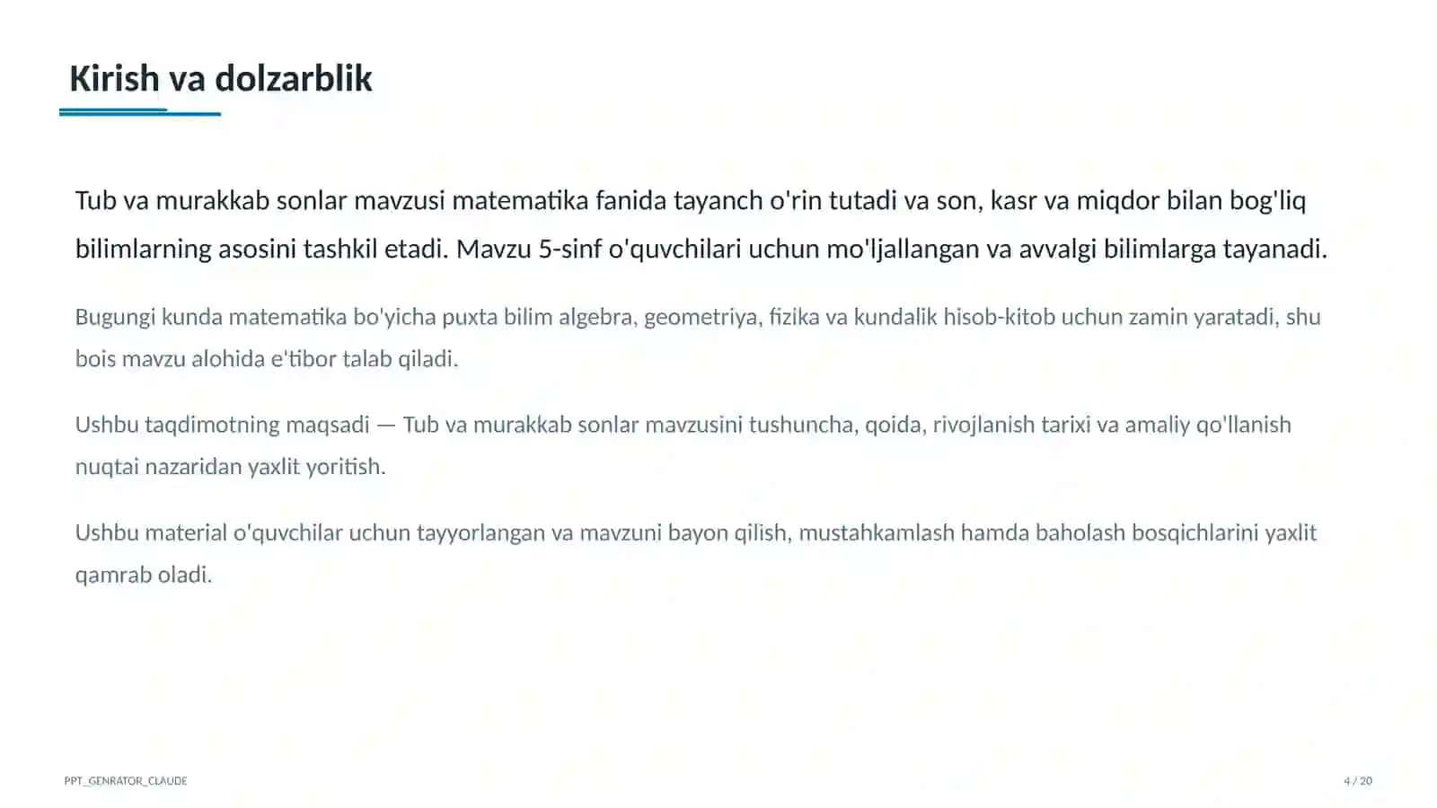 Tub va murakkab sonlar (5-sinf) 4