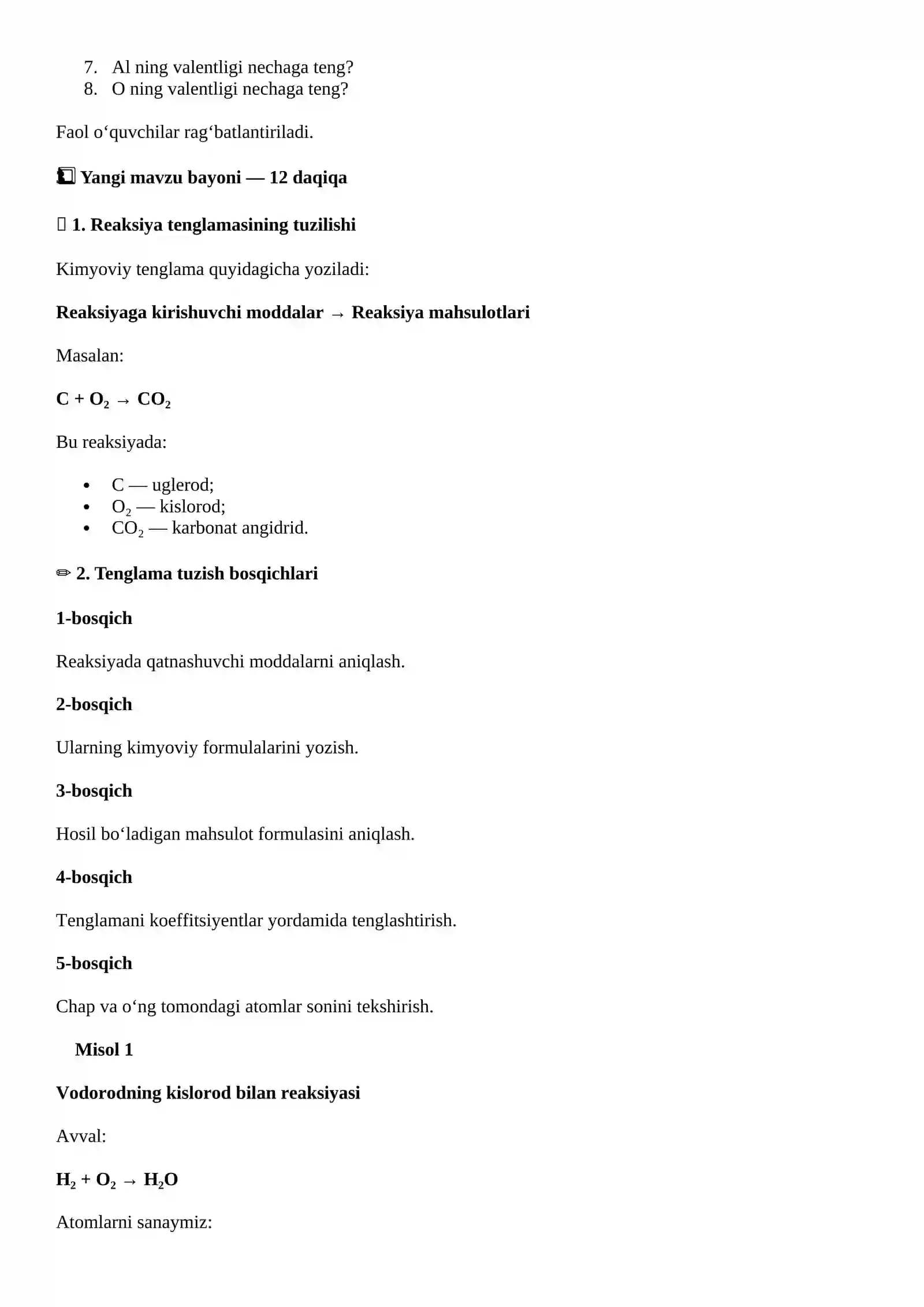 Kimyoviy reaksiyalarning tenglamalarini tuzish 4