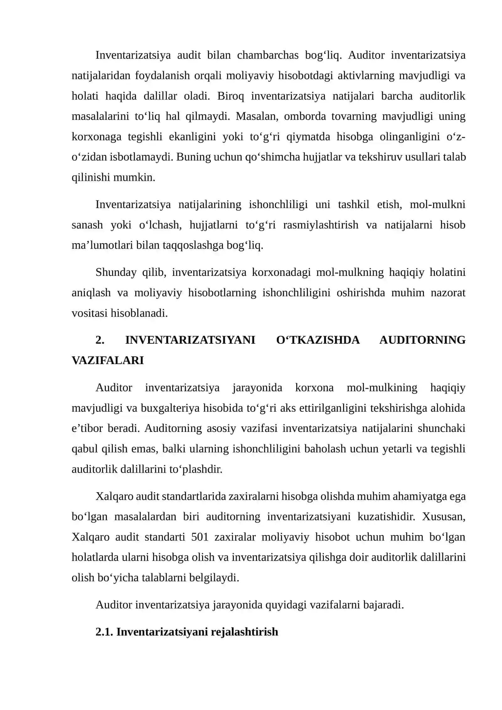 Inventarizatsiyada va Tasdiqlash So'rovida Auditorning Roli 4