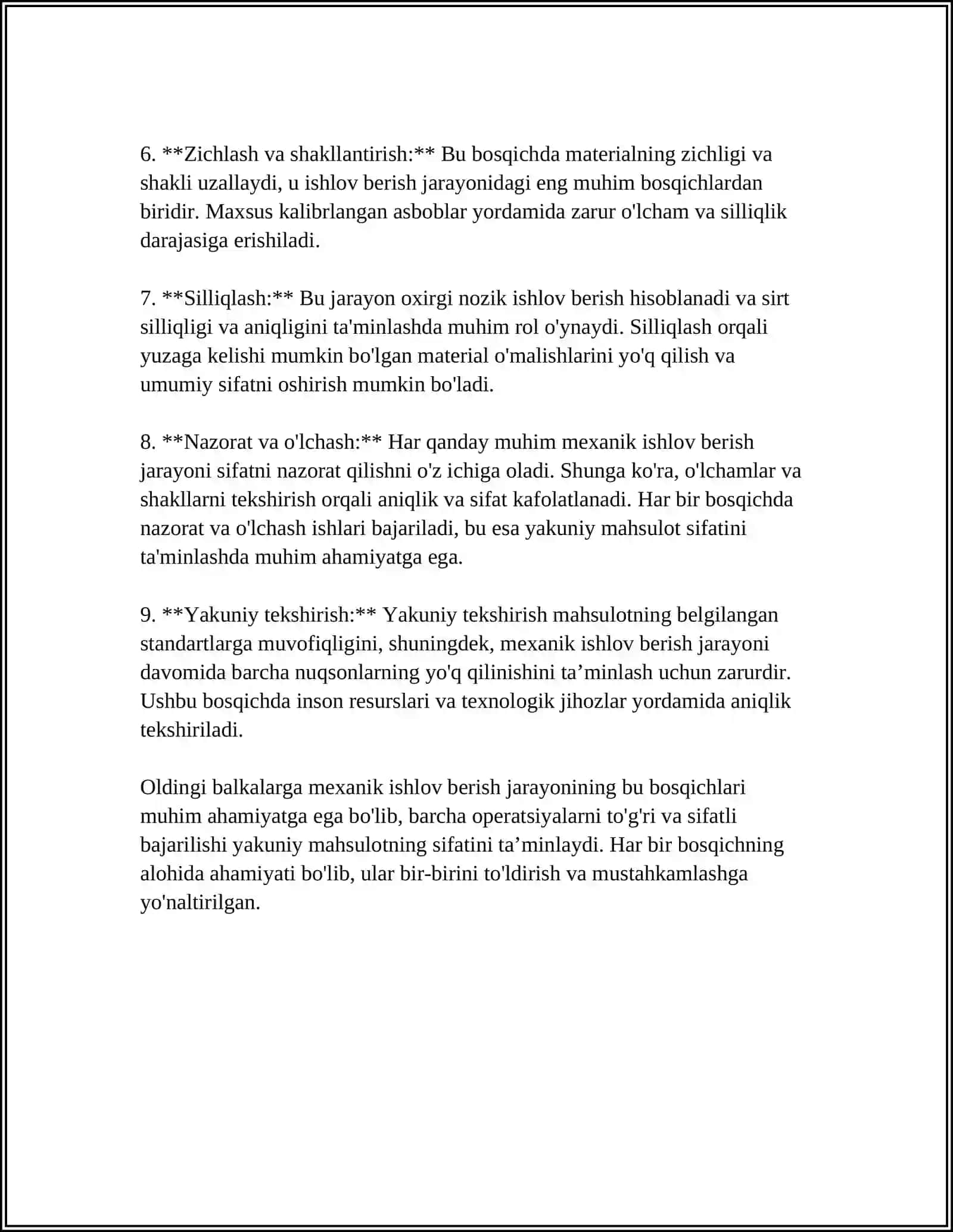 OLDINGI BALKALARGA MEXANIK ISHLOV BERISH TEXNOLOGIYASI 4