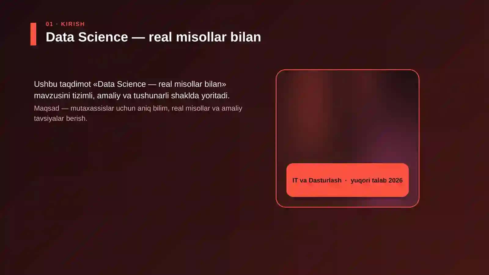 Data Science — real misollar bilan 4