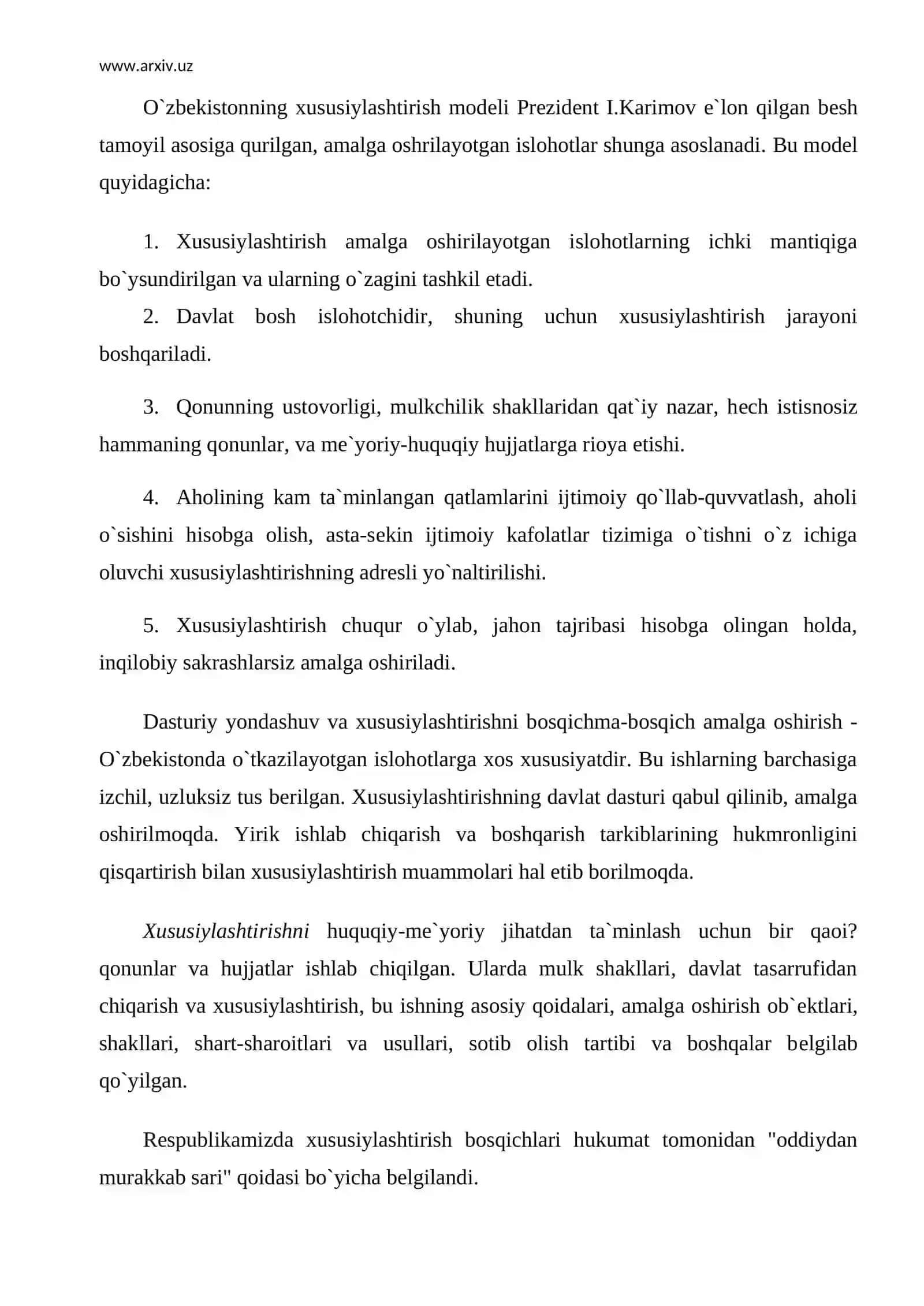 Kichik biznes va xususiy tadbirkorlikni shakllanishning ijtimoiy-iqtisodiy asoslari 4