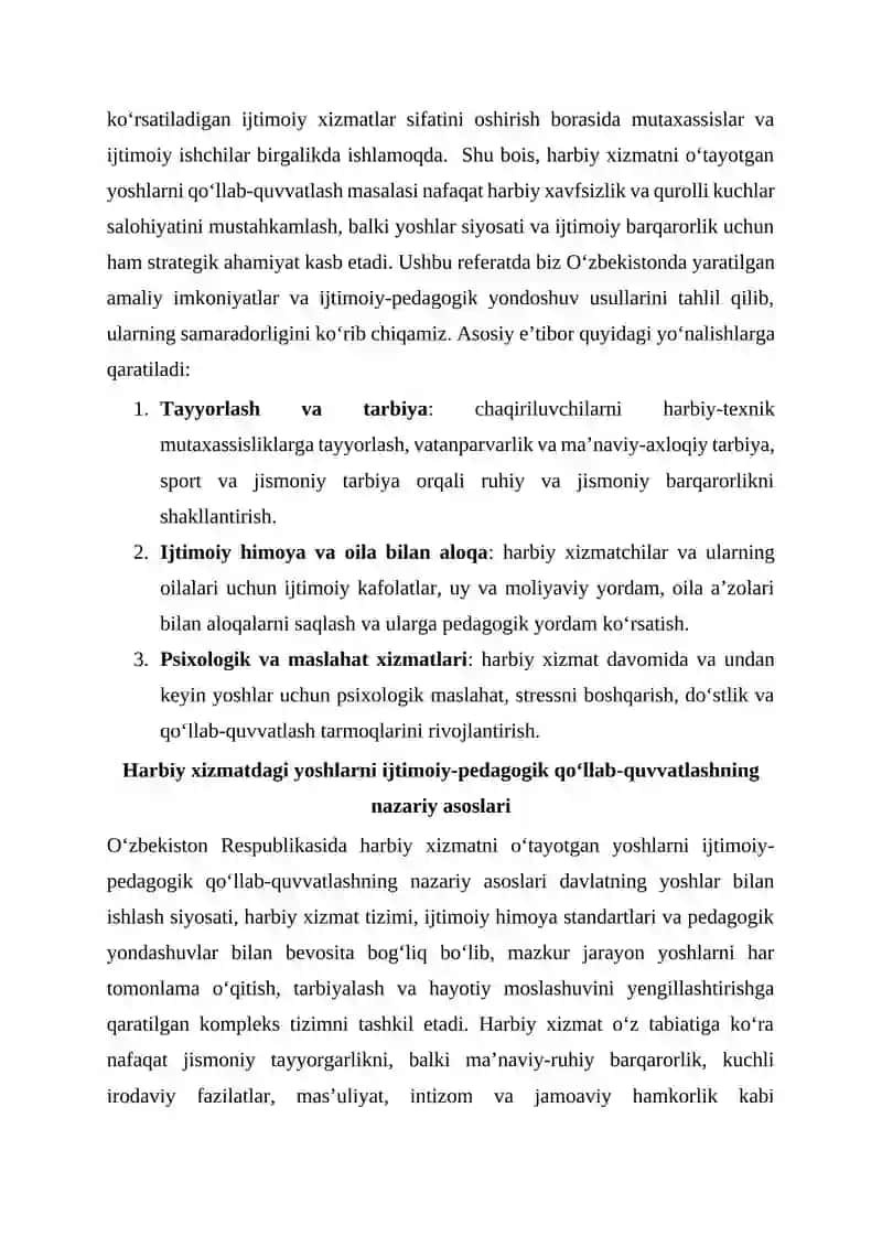Harbiy xizmatni o‘tayotgan yoshlarni ijtimoiy-pedagogik qo‘llab-quvvatlash maqsadida O‘zbekiston Res 4