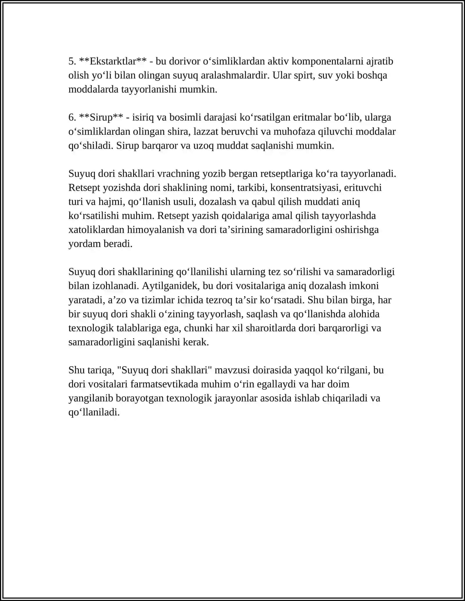SUYUQ DORI SHAKLLARI VA ULARGA RETSEPT YOZISH QOIDALARI 4