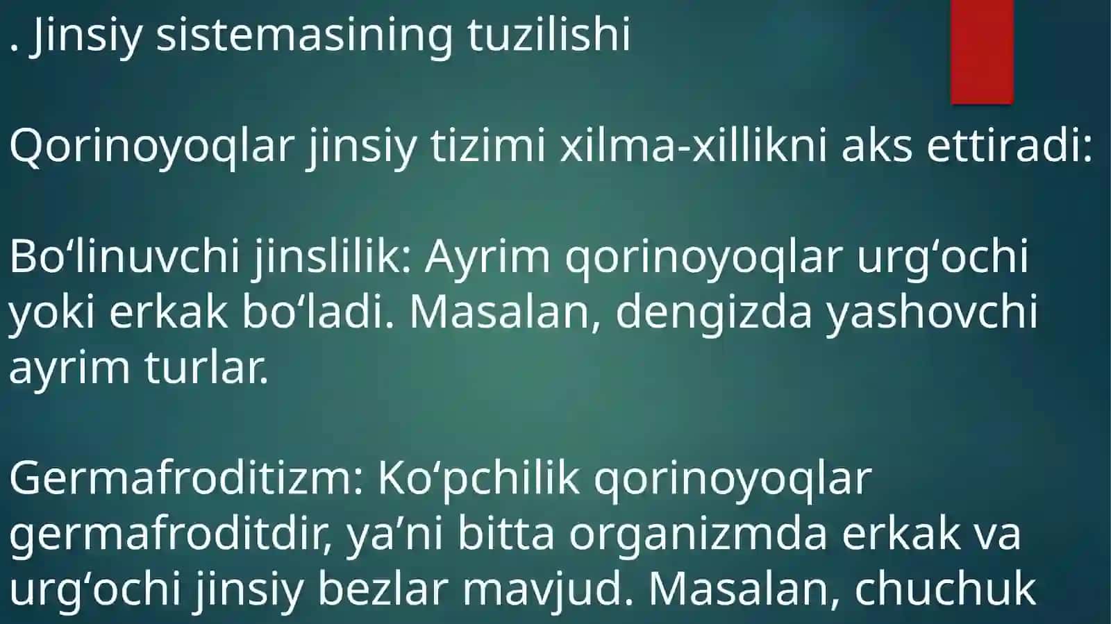 Qorinoyoqlilarning jinsiy sistemasivako’payishi 4