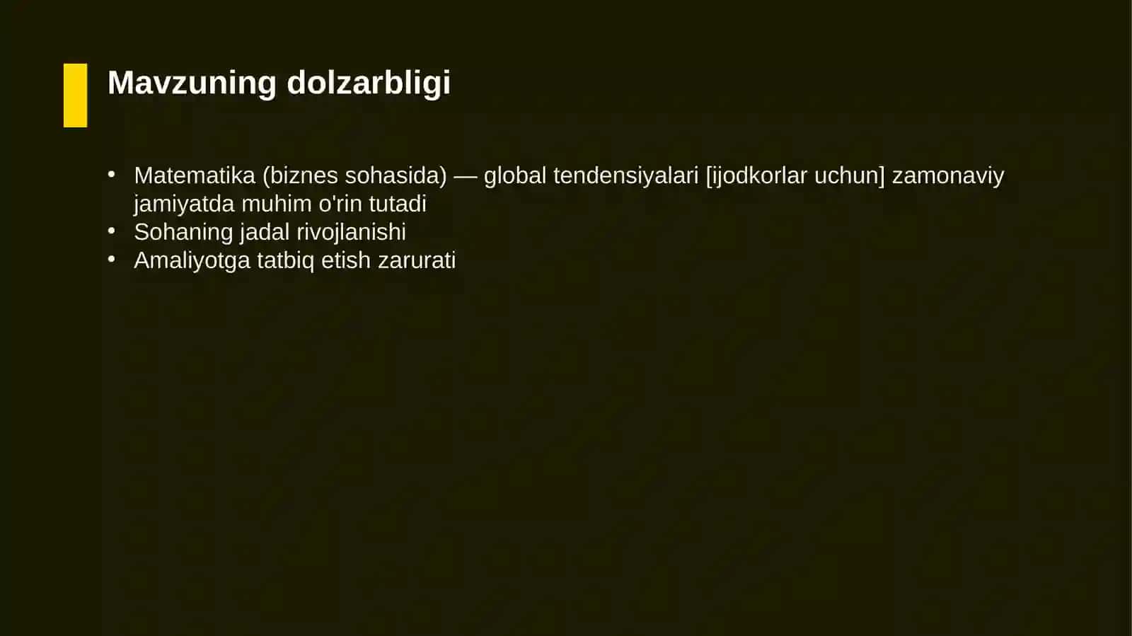 Matematika (biznes sohasida) — global tendensiyalari [ijodkorlar uchun] 4