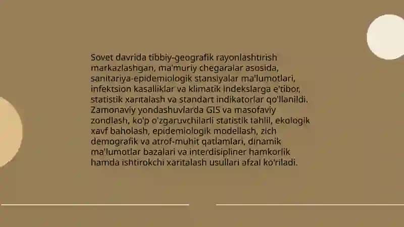 O'rta OSIYO VA O'ZBEKISTON NI TIBBIY GEOGRAFIK RAYONLASHTIRISH TAJRIBALARI 4