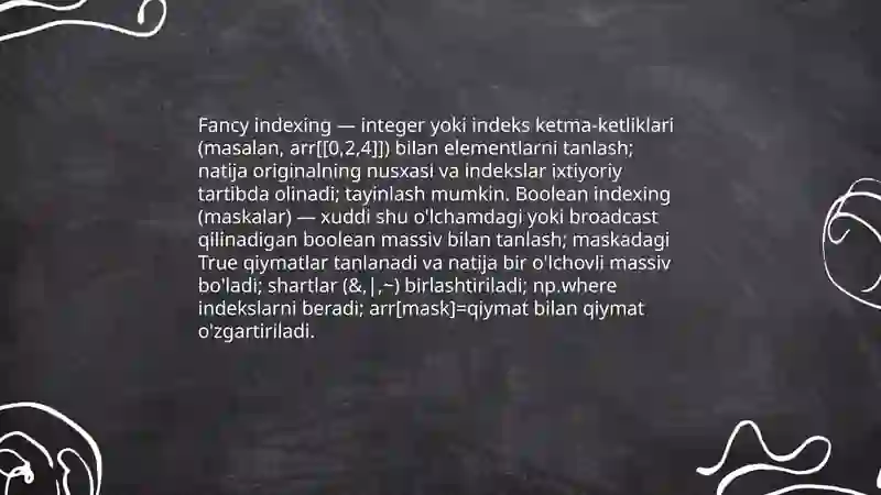 Python dasturlash tilida Numpy kutubxonasi bilan ishlash 4