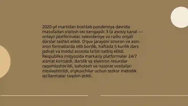 Masofadan oʻqitishning rivojlanishi va sohada olib borilayotgan kompleks ilojlar 4