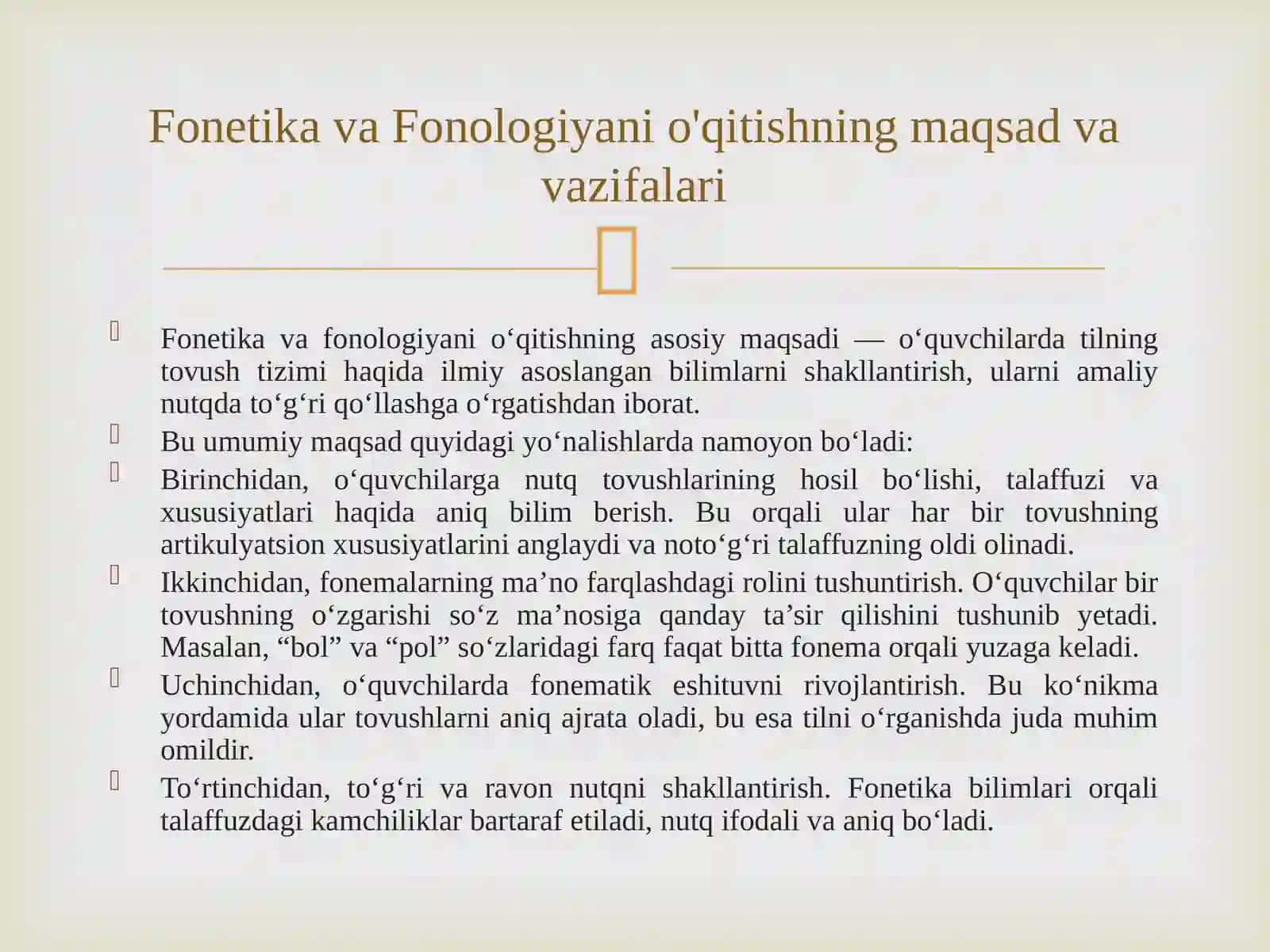 Fonetika va Fonologiya o'qitish metodikasi 4