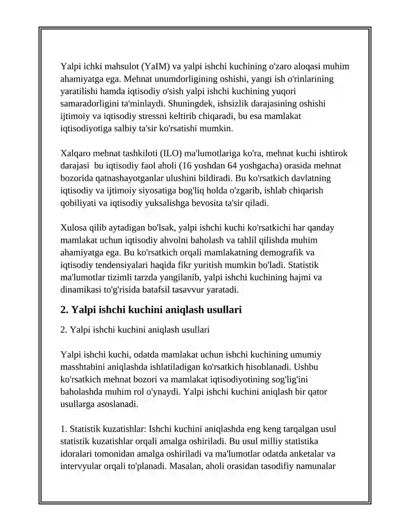 Yalpi ishchi kuchi, uning bandligi, ishsizlik 4