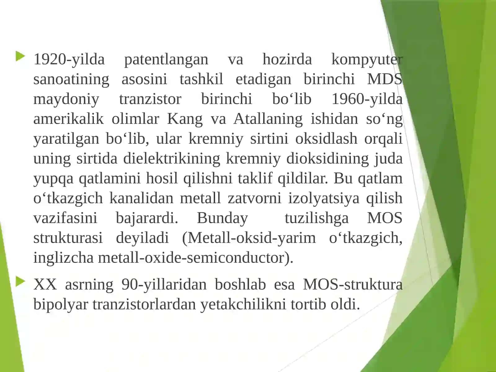 MAYDONIY TRANZISTORLAR. UMUMIY MA'LUMOTLAR, MAYDONIY TRANZISTORLARNING ASOSIY PARAMETRLARI. 4