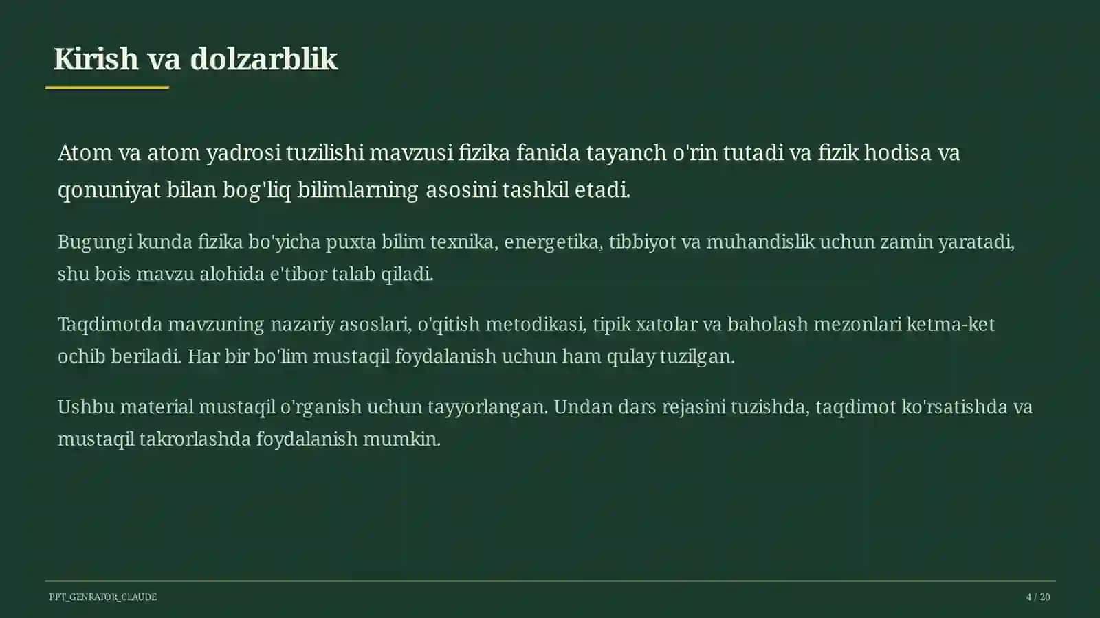 Atom va atom yadrosi tuzilishi (11-sinf) 4
