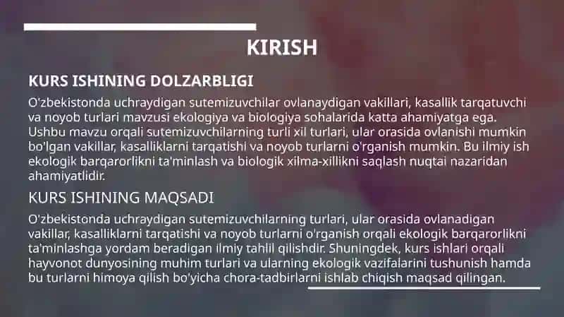 "ZOOLOGIYA" Fanidan Tayyorlagan Kurs Ishi 4