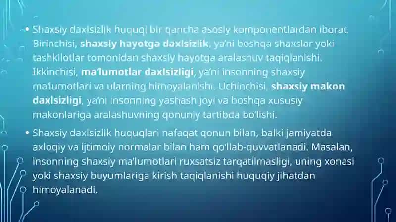insonning shaxsiy daxlsizlik huquqlari 4