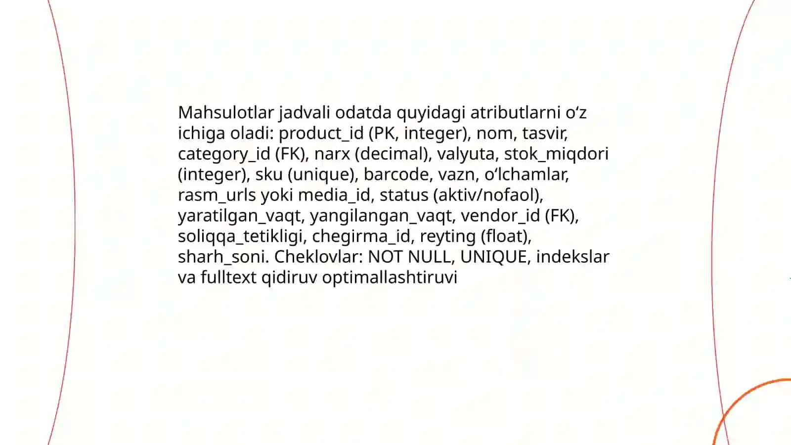 Internet do'kon uchun ma'lumotlar bazasi dizayni 4