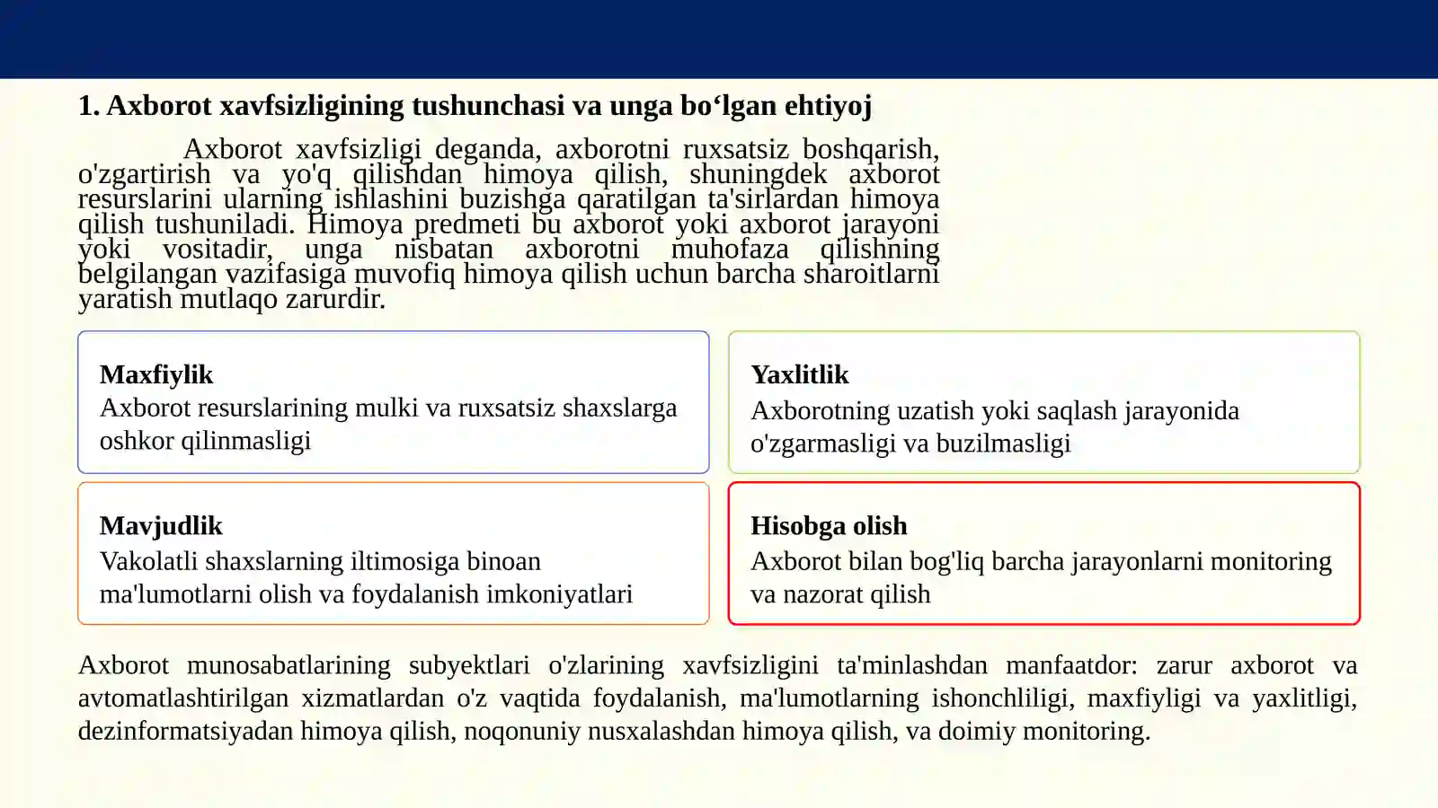 Axborot xavfsizligining asoslari 4