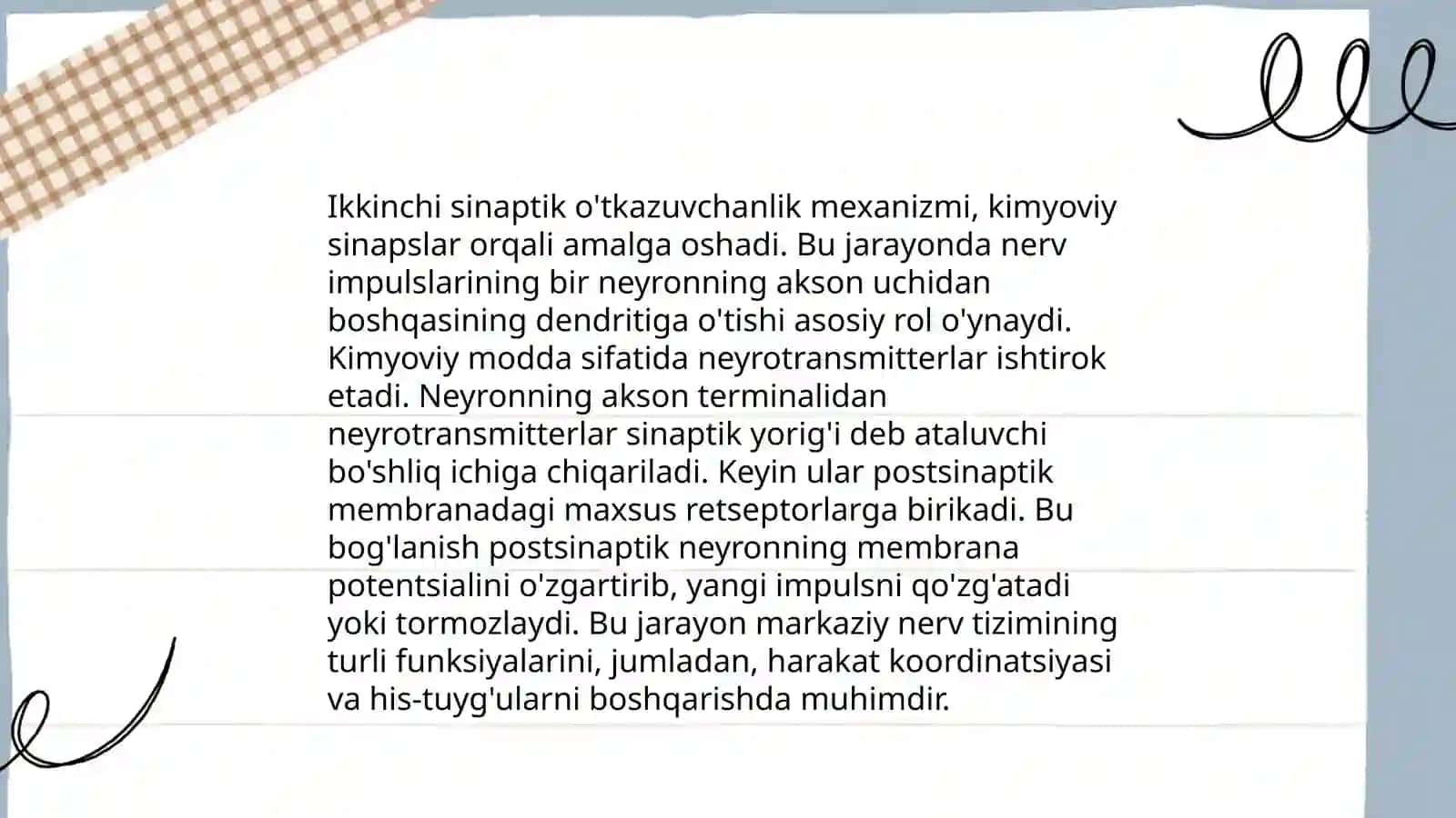 Sinapslarning turli moddalarga sezgirligi 4